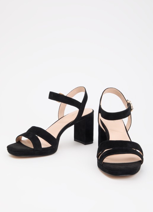 Dune London Wide Fit Manifesting sandalette van suède - detail 3 zwart