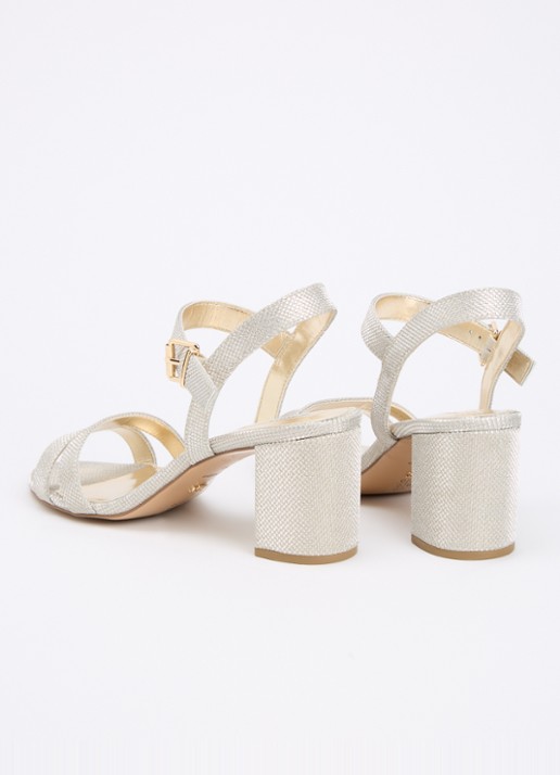 Dune London Wide Fit Merisa sandalette van leer - achterkant 4 goud