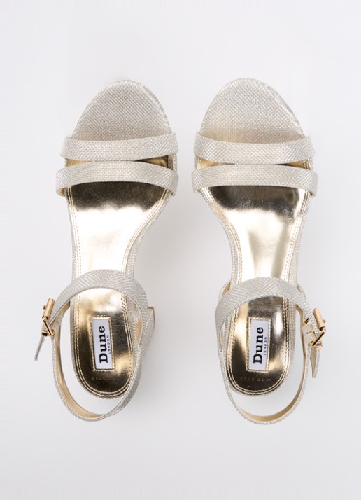 Dune London Wide Fit Merisa sandalette van leer - detail 2 goud