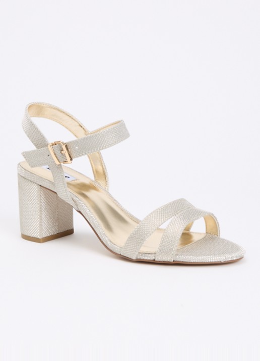 Dune London Wide Fit Merisa sandalette van leer - voorkant 5 goud