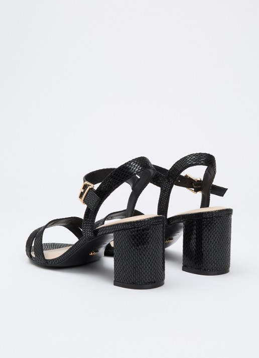 Dune London Wide Fit Merisa sandalette van leer - achterkant antraciet