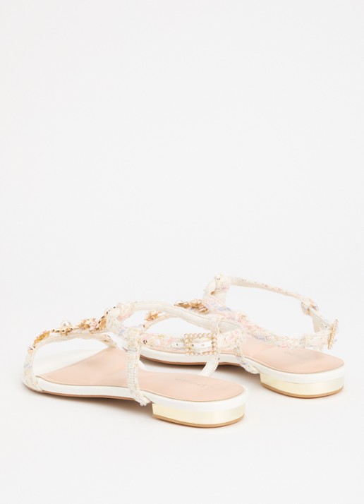 Dune London Wide Fit Nature sandaal met strass - achterkant 4 gebroken wit