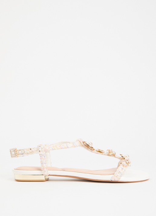 Dune London Wide Fit Nature sandaal met strass