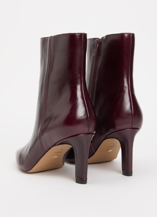 Dune London Wide Fit Ovation enkellaarsje van leer - achterkant bordeauxrood