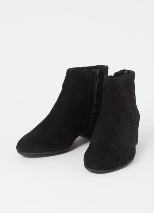 Dune London Wide Fit Pippie enkellaarsje van suède  - detail zwart