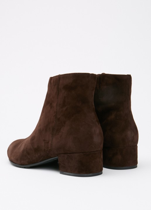 Dune London Wide Fit Pippie enkellaarsje van suède  - achterkant 3 donkerbruin