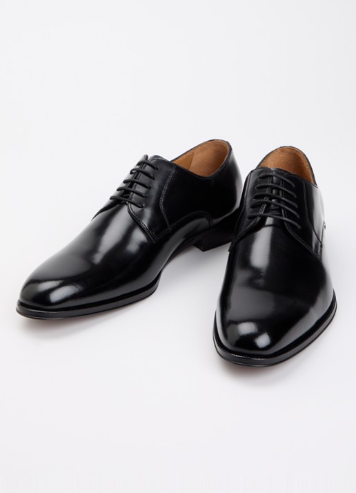 Dune London Wide Fit Salisburry veterschoen van leer  - detail 3 zwart