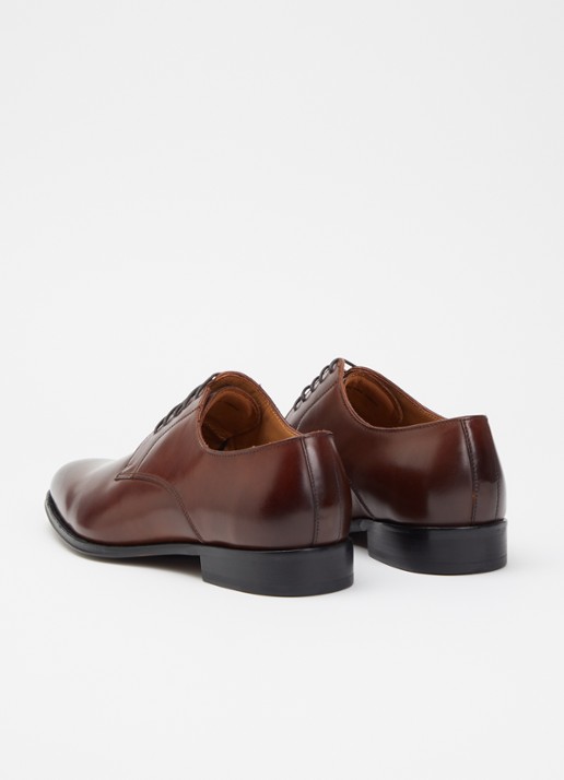 Dune London Wide Fit Salisburry veterschoen van leer  - achterkant 4 donkerbruin