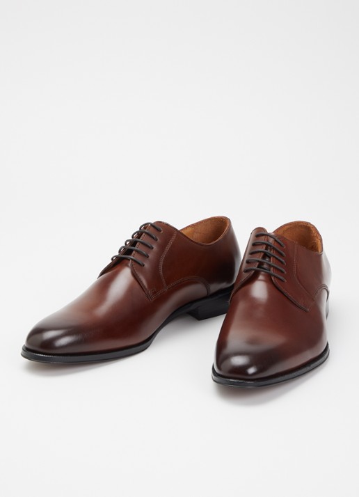 Dune London Wide Fit Salisburry veterschoen van leer  - detail donkerbruin