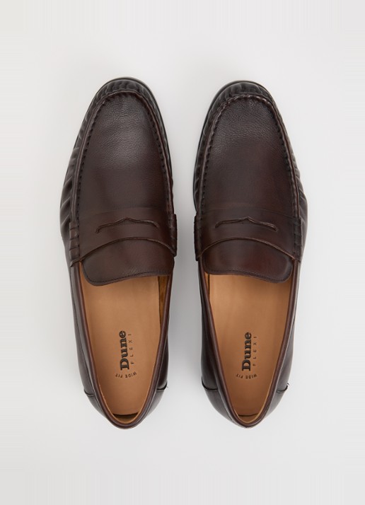 Dune London Wide Fit Sammi loafer van leer - detail 3 donkerbruin