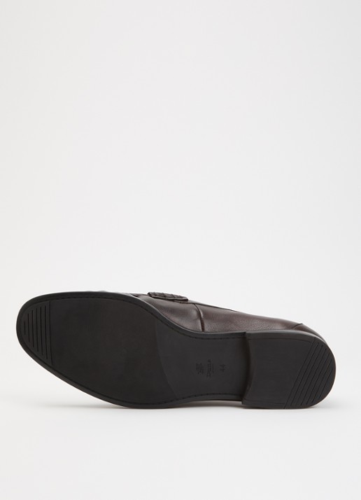 Dune London Wide Fit Sammi loafer van leer - detail 4 donkerbruin