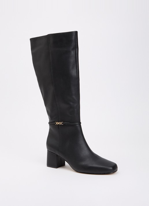 Dune London Wide Fit Sanna laars van leer