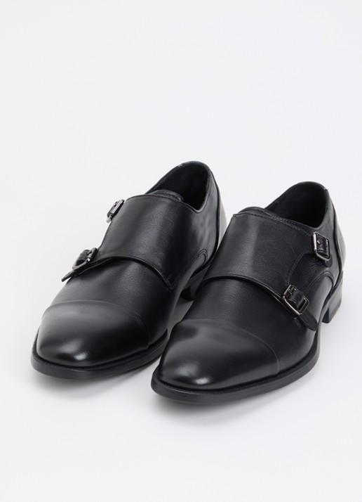 Dune London Wide Fit Satchin loafer van leer met gespdetail - detail 2 zwart