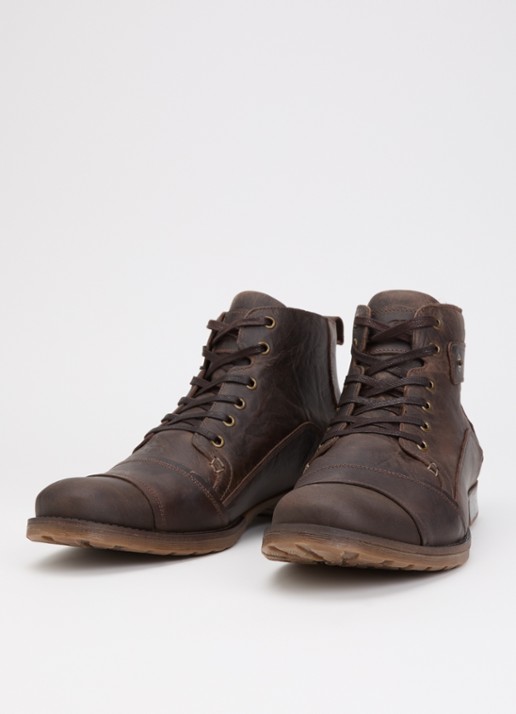 Dune London Wide Fit Simon veterboot van leer - detail bruin