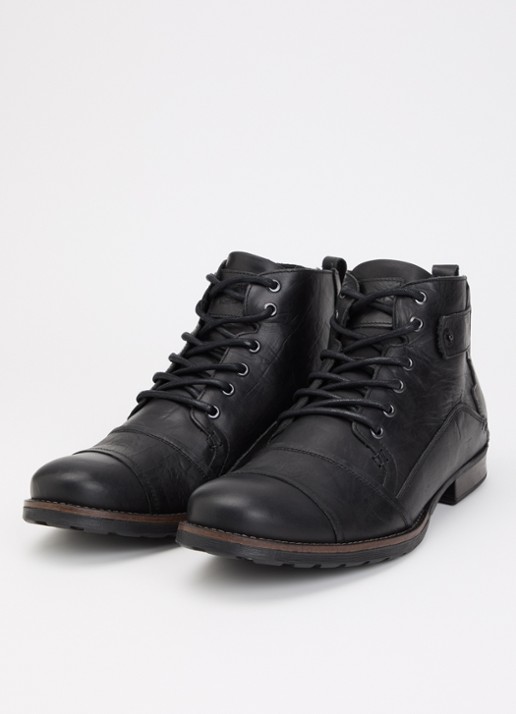 Dune London Wide Fit Simon veterboot van leer - detail zwart