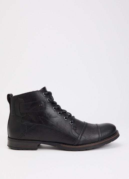 Dune London Wide Fit Simon veterboot van leer - voorkant 3 zwart