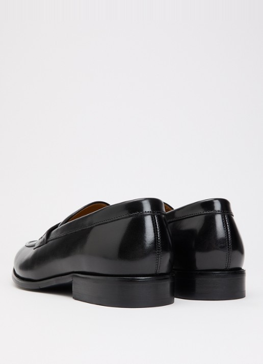 Dune London Wide Fit Skylers loafer van leer - achterkant 5 zwart