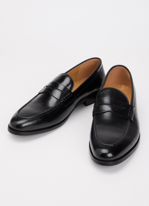 Dune London Wide Fit Skylers loafer van leer - detail 2 zwart