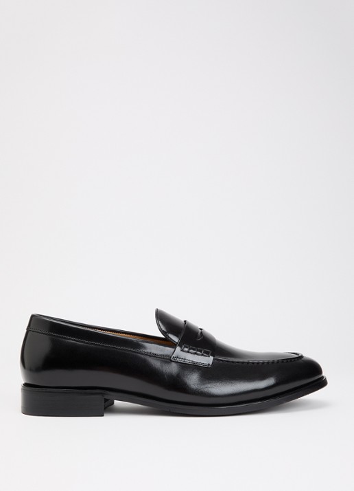 Dune London Wide Fit Skylers loafer van leer - voorkant zwart