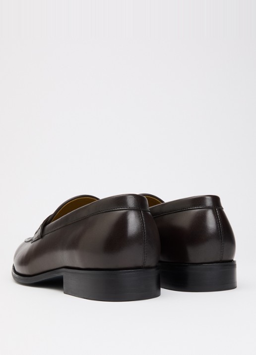 Dune London Wide Fit Skylers loafer van leer - achterkant 5 bruin