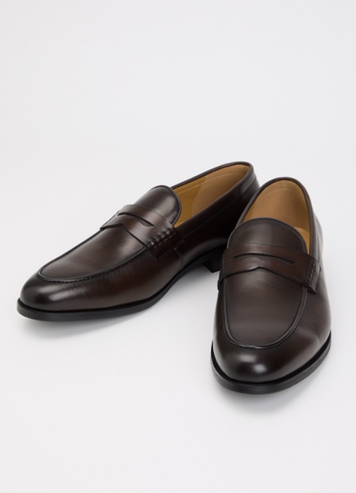 Dune London Wide Fit Skylers loafer van leer - detail bruin