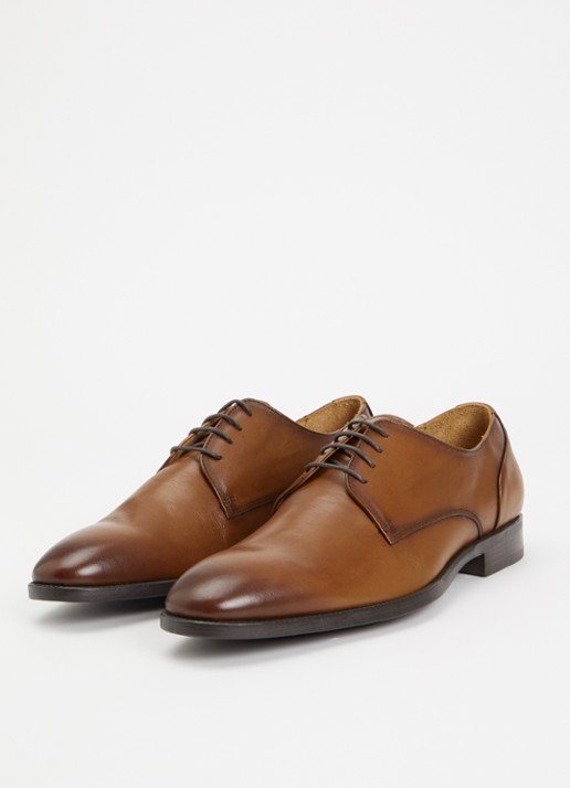 Dune London Wide Fit Sole veterschoen van leer  - detail taupe