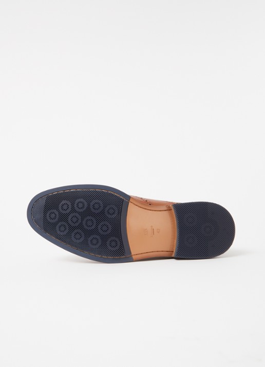 Dune London Wide Fit Solihull brogue van leer - detail 4 cognac