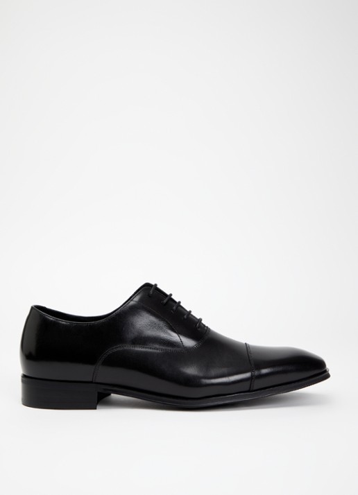 Dune London Wide Fit Solver veterschoen van leer met lakfinish