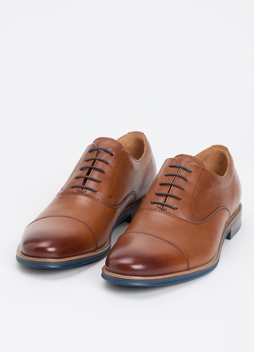 Dune London Wide Fit Stanlakes veterschoen van leer - detail 3 cognac