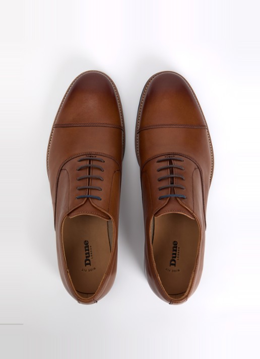 Dune London Wide Fit Stanlakes veterschoen van leer - detail 4 cognac