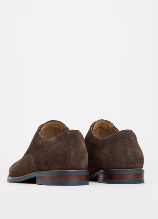 Dune London Wide Fit Stanlakes veterschoen van suède - achterkant donkerbruin