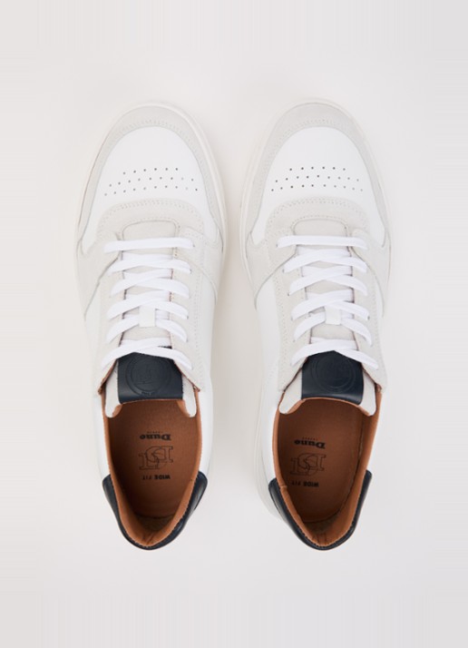Dune London Wide Fit Tawly sneaker van leer met suède details - detail 3 wit