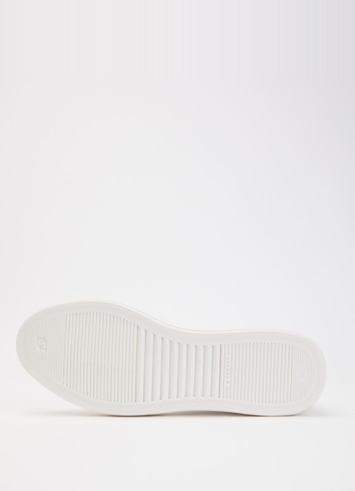 Dune London Wide Fit Tawly sneaker van leer met suède details - detail 4 wit