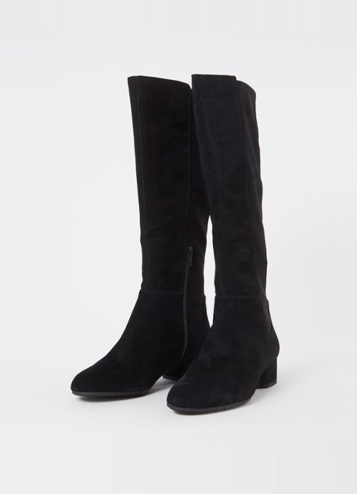 Dune London Wide fit Tayla laars - detail zwart - suède