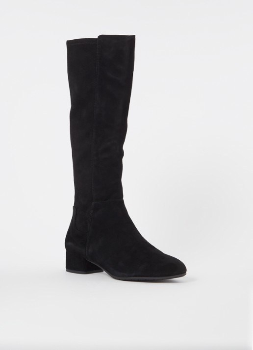 Dune London Wide fit Tayla laars - voorkant 4 zwart - suède
