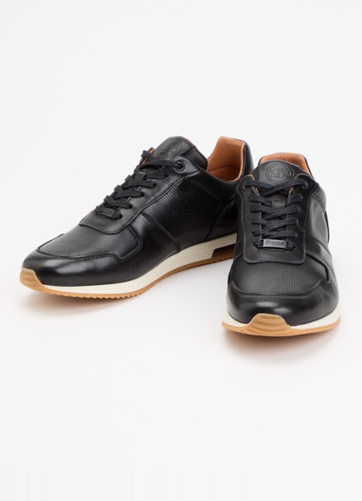 Dune London Wide Fit Trilogy sneaker van leer - detail 3 zwart