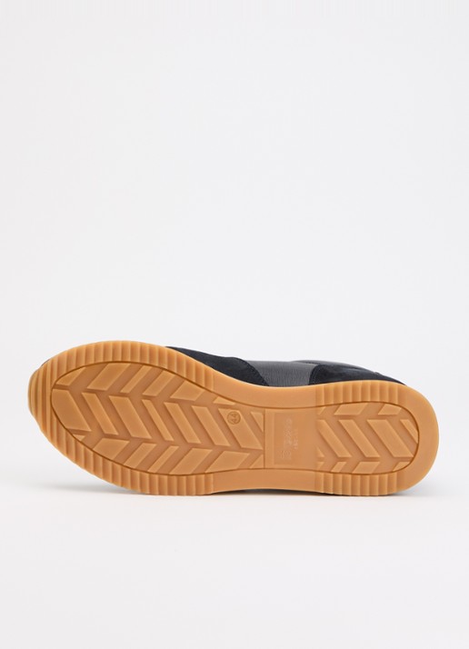 Dune London Wide Fit Trusting sneaker van leer met details van suède - detail 4 donkerblauw