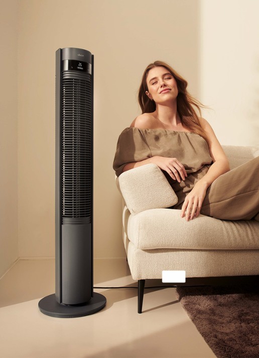 Duux Elevate Smart Tower torenventilator - voorkant 2 grijs