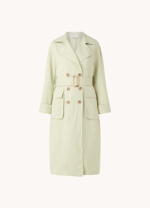 EDITED Giuliana trenchcoat met ceintuur en klepzakken - voorkant 3 lichtgroen