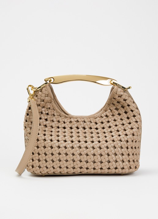 Elleme Boomerang Small handtas van leer met gevlochten detail