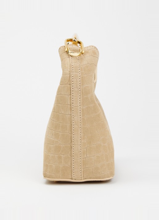 Elleme Boomerang Small handtas van suède met crocostructuur - detail 4 beige
