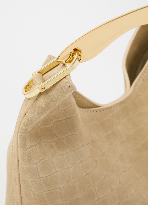 Elleme Boomerang Small handtas van suède met crocostructuur - detail 5 beige