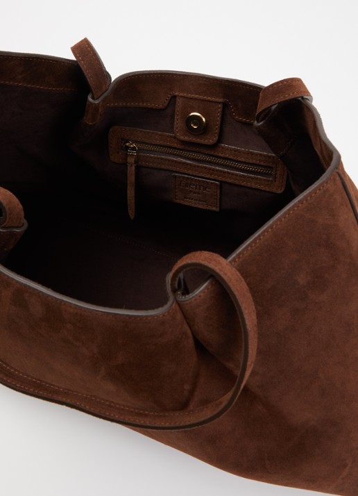 Elleme Dimple schoudertas van suède - detail bruin