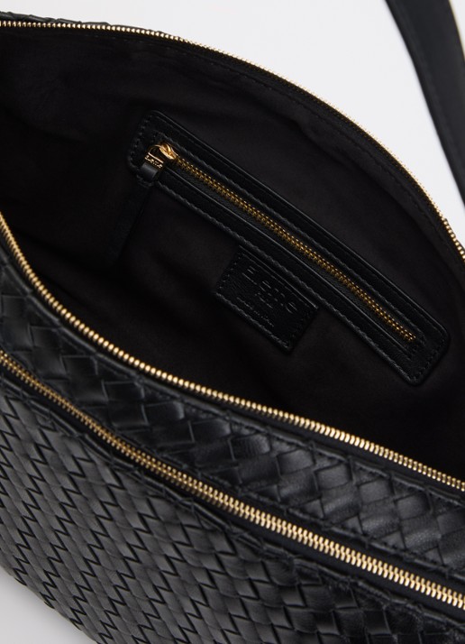 Elleme Trousse L schoudertas van leer - detail 3 zwart