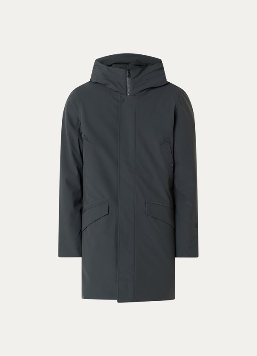 Elvine Alrik waterproof gewatteerde parka met klepzakken - voorkant 3 olijfgroen