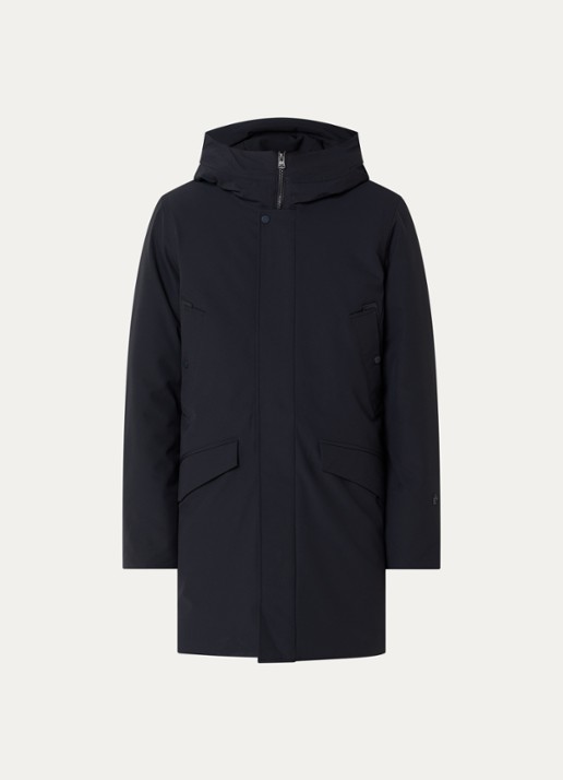 Elvine Alrik waterproof gewatteerde parka met klepzakken - voorkant 3 donkerblauw