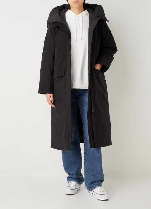 Elvine Asha gewatteerde parka met klepzakken - voorkant 4 zwart