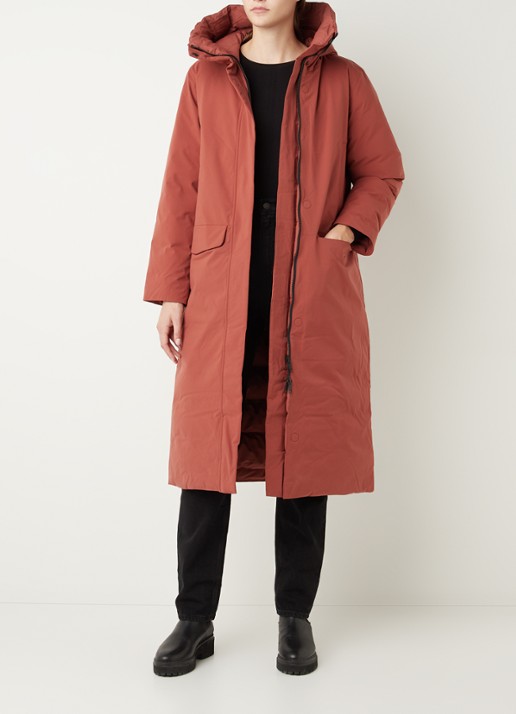 Elvine Asha gewatteerde parka met klepzakken - voorkant 4 steenrood