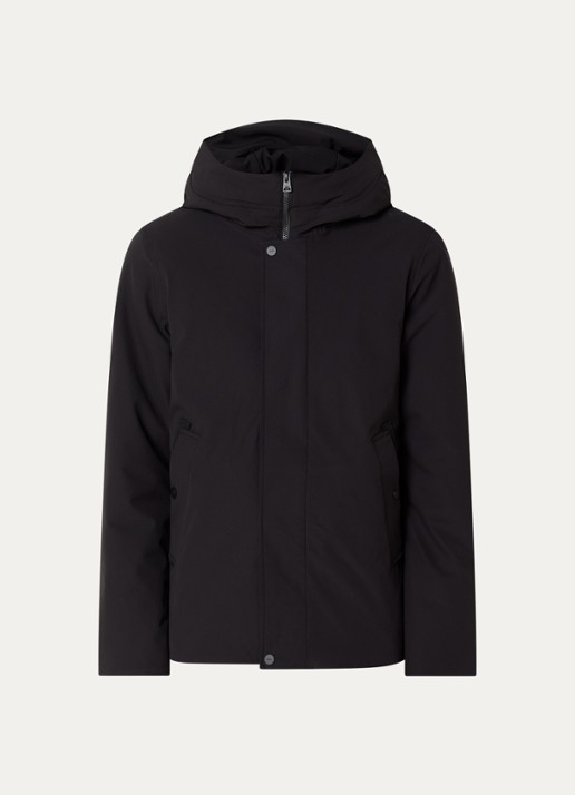 Elvine Beurnie gewatteerde parka met steekzakken en logo - voorkant 3 zwart