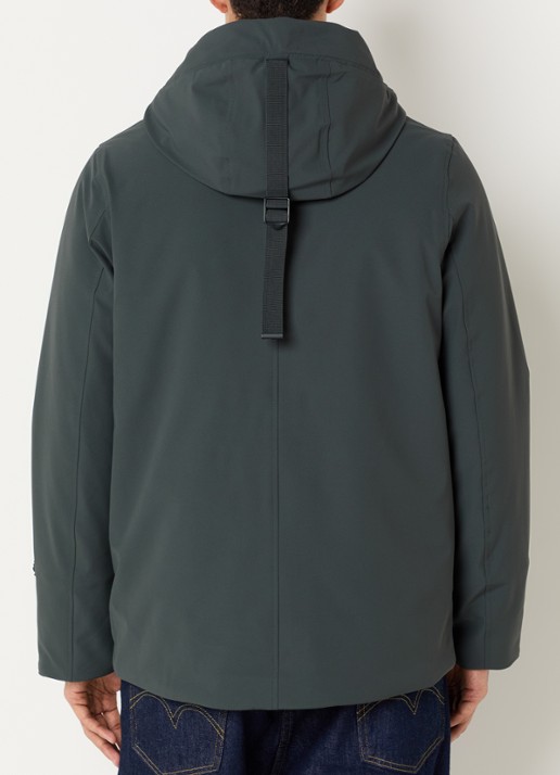 Elvine Beurnie gewatteerde parka met steekzakken en logo - achterkant 2 olijfgroen